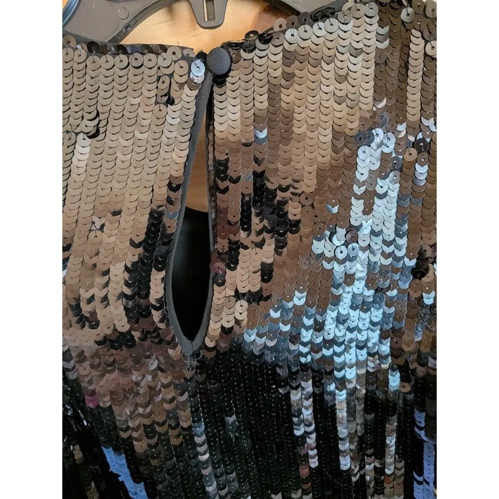 J. CREW Collection Womens Going Out Top XS Sequin Party Bling Keyhole Back NEW